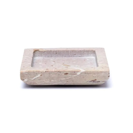 [8719075390719] Plateau/socle à bougie - carré en stéatite beige -- 9x9cm