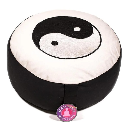 [8718969173919] Coussin méditation Yin et yang noir et blanc | 33x17 cm