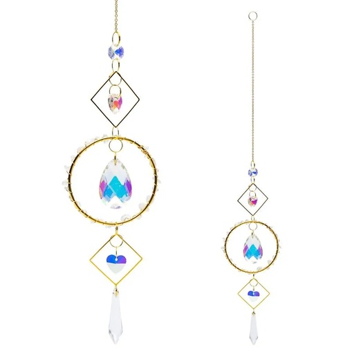 [8721139294703] Attrape-soleil avec cœurs en cristal ronds -- 40cm