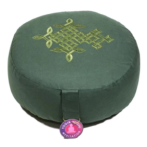 [8718969174169] Coussin méditation Arbre de Vie celtique vert | 33x17 cm