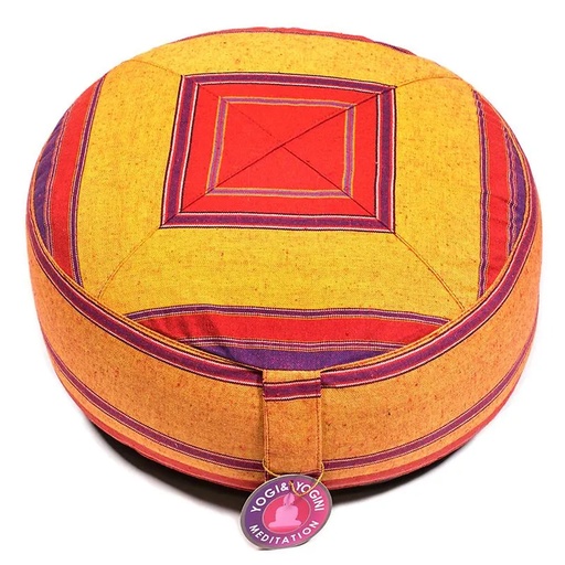 [8718969174183] Coussin de méditation motifs rouge/orange | 33x17 cm