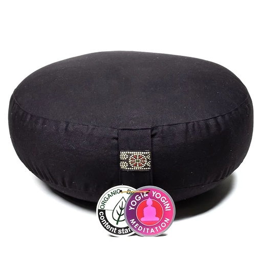 [8718969174312] Coussin méditation modèle bas noir coton BIO (OCS) | 2200 g; 33x12 cm