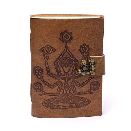 [8721139296172] Carnet de note Chakra Méditation avec couverture en cuir synthétique -- 250g; 18x13 cm	