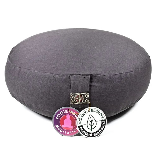 [8718969174336] Coussin méditation modèle bas anthracite coton BIO (OCS) | 33x12 cm; ±1810 g