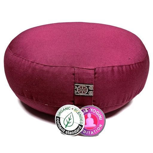 [8718969174343] Coussin méditation bas aubergine coton BIO (OCS)  | 2200g; 33x12cm