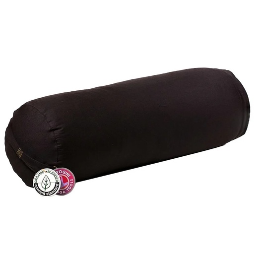 [8718969174350] Coussin cylindrique noir coton BIO (OCS) | 60x16cm; ±2300 g