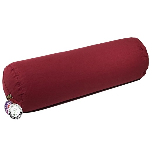 [8718969174367] Coussin cylindrique rouge coton BIO (OCS) | 60x16cm;±2300 g