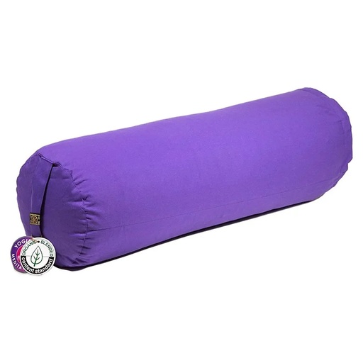 [8718969174381] Coussin cylindrique violet coton BIO (OCS) | 60x16cm; ±2300 g