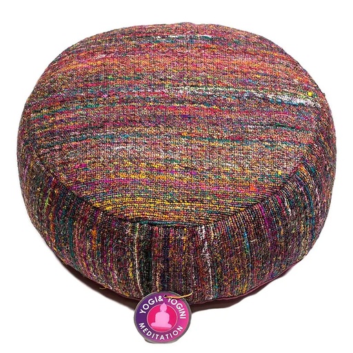 [8718969174817] Coussin méditation Soie grège multicolore fine | 33x17 cm
