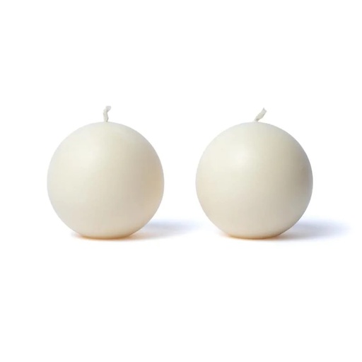 [8718969170864] Bougie boule blanc cassé non parfumée -- 7,5 cm