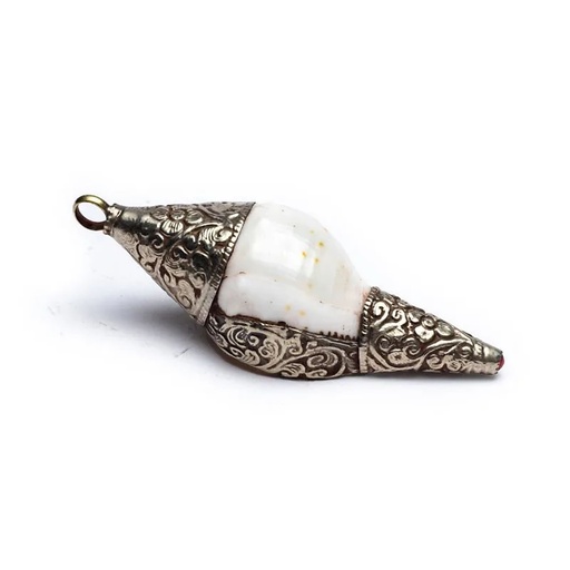 [8718969175067] Pendentif rituel en coquillage avec metal blanc