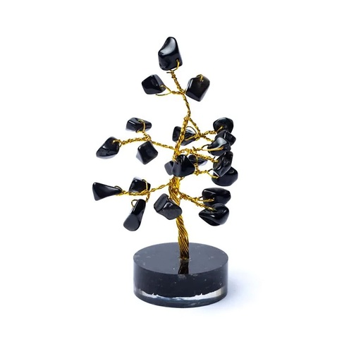[8721139291030] Arbre de pierres précieuses en Agate Noire -- ±8cm