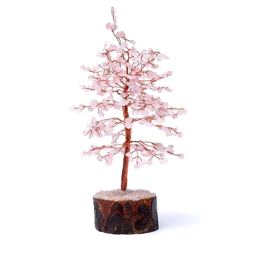 [8721139291092] Arbre de pierres précieuses quartz rose -- ±23cm