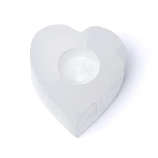 [8721139290217] Photophore en forme de cœur en sélénite -- ±9x10x3cm