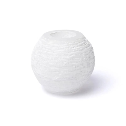 [8721139290415] Porte-bougie boule de neige en sélénite -- ±10x10cm