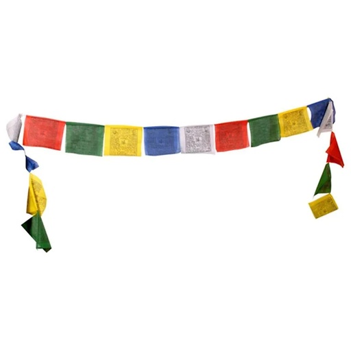 [8718969176767] Cordon 10 drapeaux prière tibétains | 9x9 cm