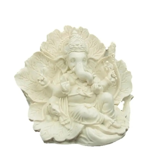 [8718969177283] Statue de Ganesh ridhi sidhi blanc | 550 g; 11x12 cm