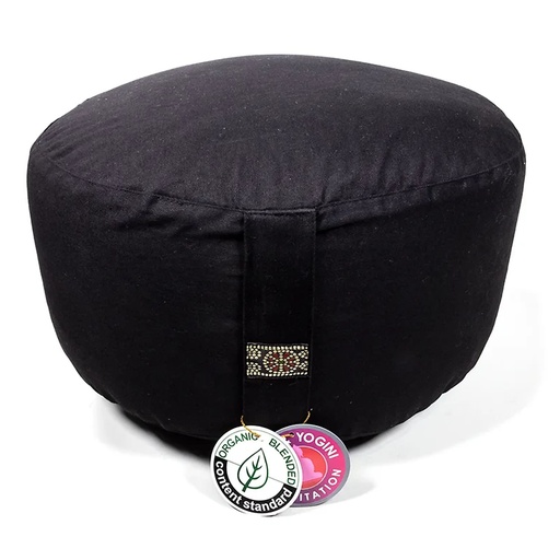 [8718969177634] Coussin méditation XL noir coton BIO (OCS) | 36x22cm; ±3290g