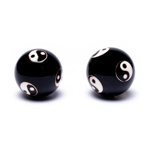[8718969178150] Boules de santé Qi Gong Yin et Yang noir | 3.5 cm
