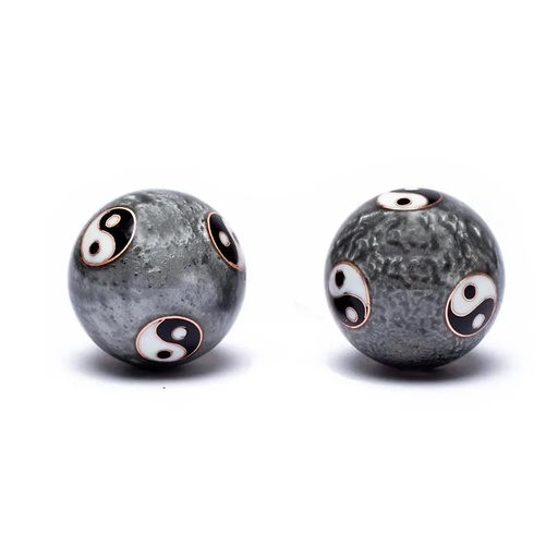 [8718969178174] Boules de santé Qi Gong Yin et Yang Tai Chi gris | 3.5 cm