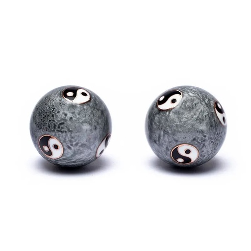 [8718969178181] Boules de santé Qi Gong Yin et Yang Tai Chi gris | 4 cm