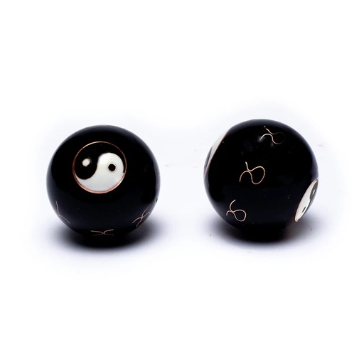 [8718969178198] Boules de santé Qi Gong Yin et Yang noir | 3.5 cm