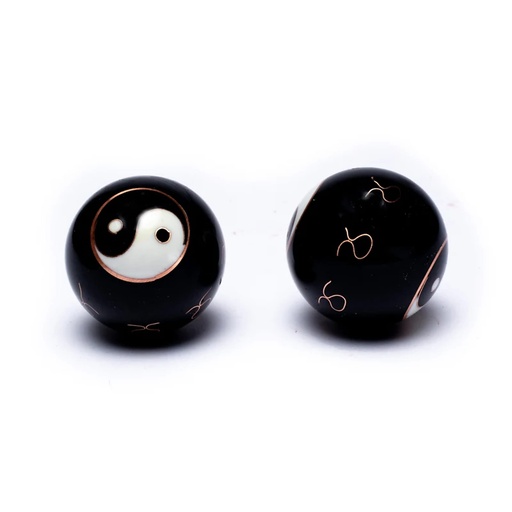[8718969178204] Boules de santé Qi Gong Yin et Yang noir | 4 cm