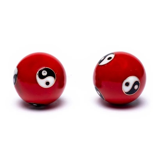 [8718969178228] Boules de santé Qi Gong Yin et Yang rouge | 3.5 cm