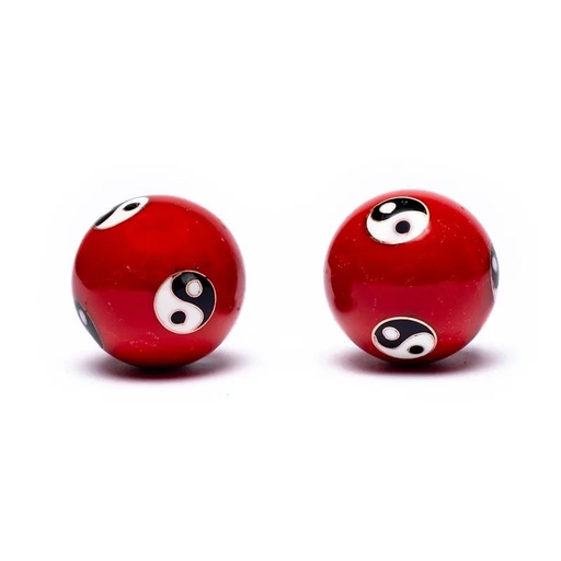 [8718969178242] Boules de santé Qi Gong Yin et Yang rouge | 4 cm