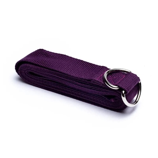 [8718969178419] Sangle de Yoga avec anneau en D coton violet | 250x4cm