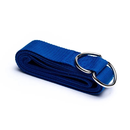 [8718969178426] Sangle de Yoga avec anneau en D coton bleu | 250x4cm
