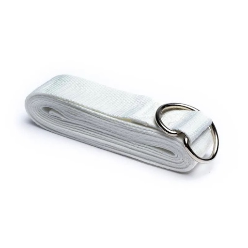 [8718969178440] Sangle de Yoga avec anneau en D coton blanc | 250x4cm