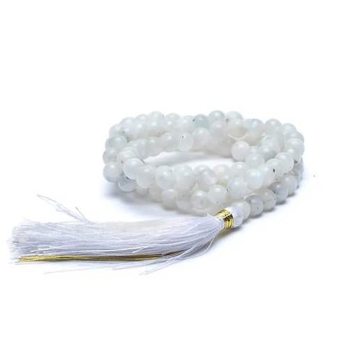 [8718969178464] Mala pierre de lune AA 108 perles + sachet brocart | 0.6 cm