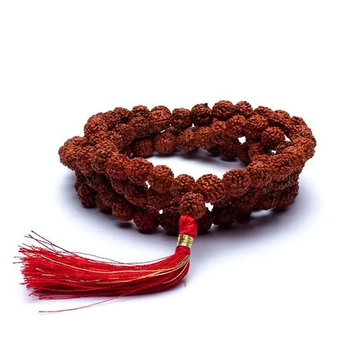 [8718969179409] Mala Rudraksha 108 grains + floche rouge | 0.8 cm