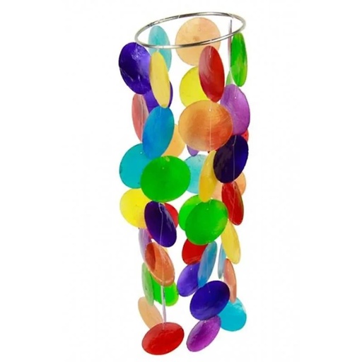 [8718969179416] Carillon à vent multicolore Capiz petit | 35 cm
