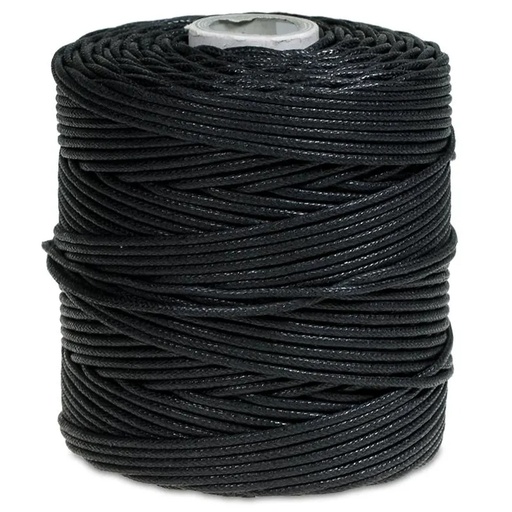 [8718969179805] Cordon ciré en coton noir 100 mètres | 0,15 cm
