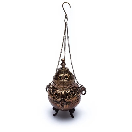 [8718969179812] Brûle encens à pendre en laiton style antique | 14 cm
