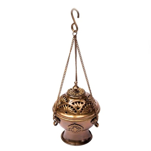[8718969179829] Brûle encens à pendre en laiton style antique | 12 cm
