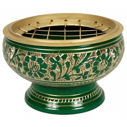 [8718969179843] Brûle encens à charbon en laiton vert | 7.5x5.5cm