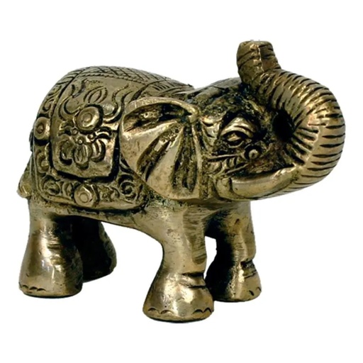 [8718969179959] Mini statuette Eléphant laiton -- 185 g; 7x7.5 cm