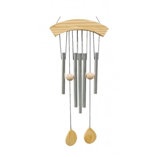 [8719075390191] Carillon  à vent 5 tubes bois naturel | 64 cm