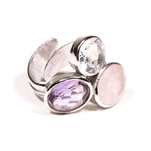 [8719075391082] Bague réglable minéraux Triangle d'or