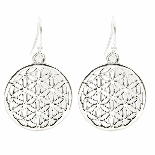 [8719075391150] Boucles d'oreilles argentées fleur de vie laiton | 2.5 cm