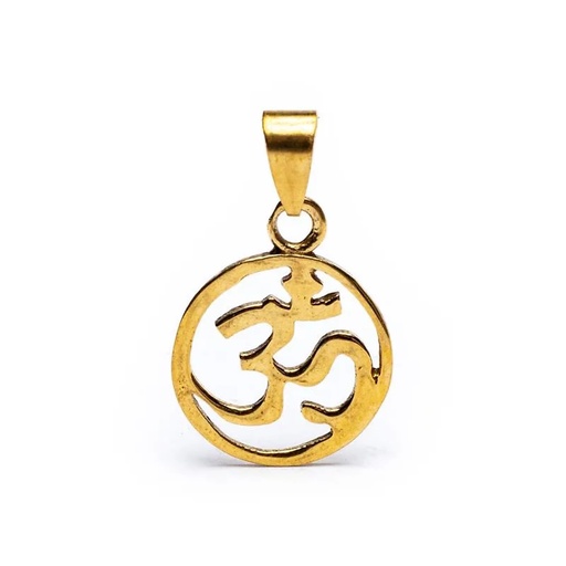 [8719075391174] Pendentif Om en laiton couleur or | 1.8 cm