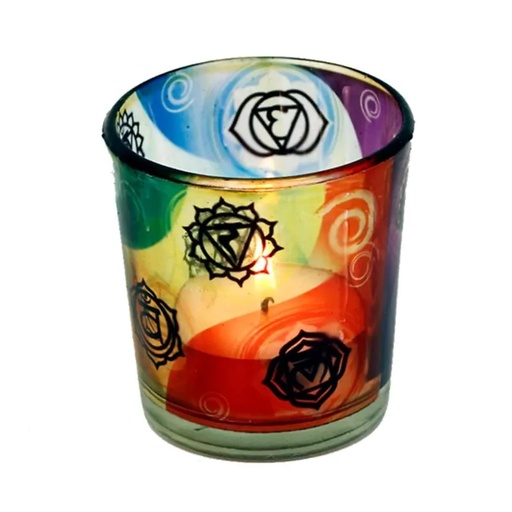 [8719075391365] Bougeoir 7 chakra's | 6x5 cm