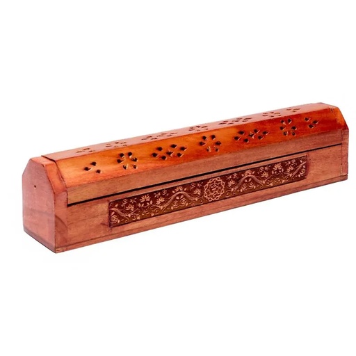 [8719075391679] Brûle bâtons d'encens avec réceptacle Om | 31x5.5x6 cm