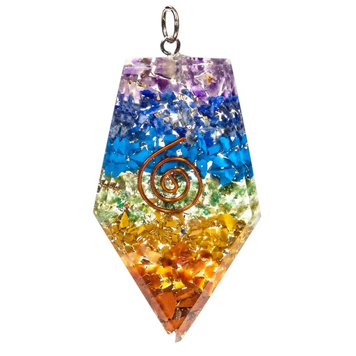 [8719075391891] Orgonite pendentif pentagonal multicouleur | 5x2.5 cm
