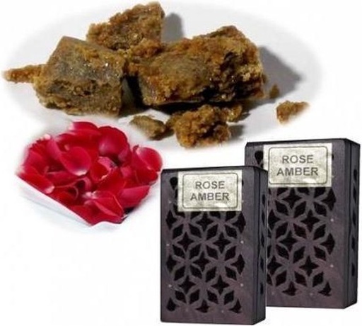 [8719075392720] Encens Résine - Rose Ambre + diffuseur en bois -- 6x4 cm