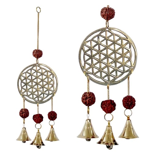 [8719075395370] Carillon à vent Fleur de Vie avec rudraksha | 27 cm