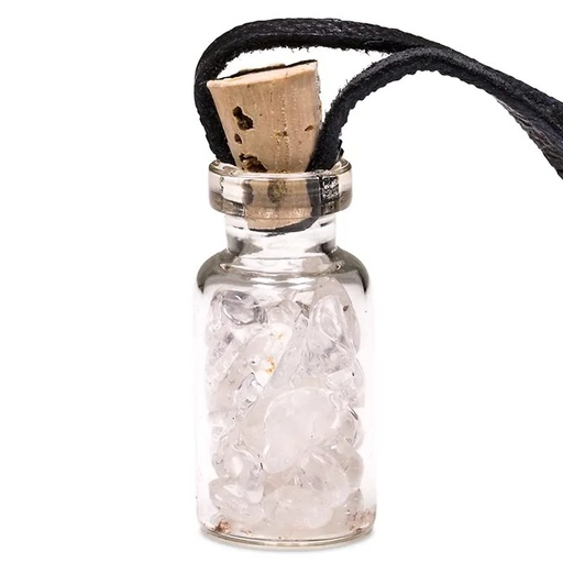 [8719075399224] Bouteille en verre avec Cristal de roche et cordon | 3,6 cm